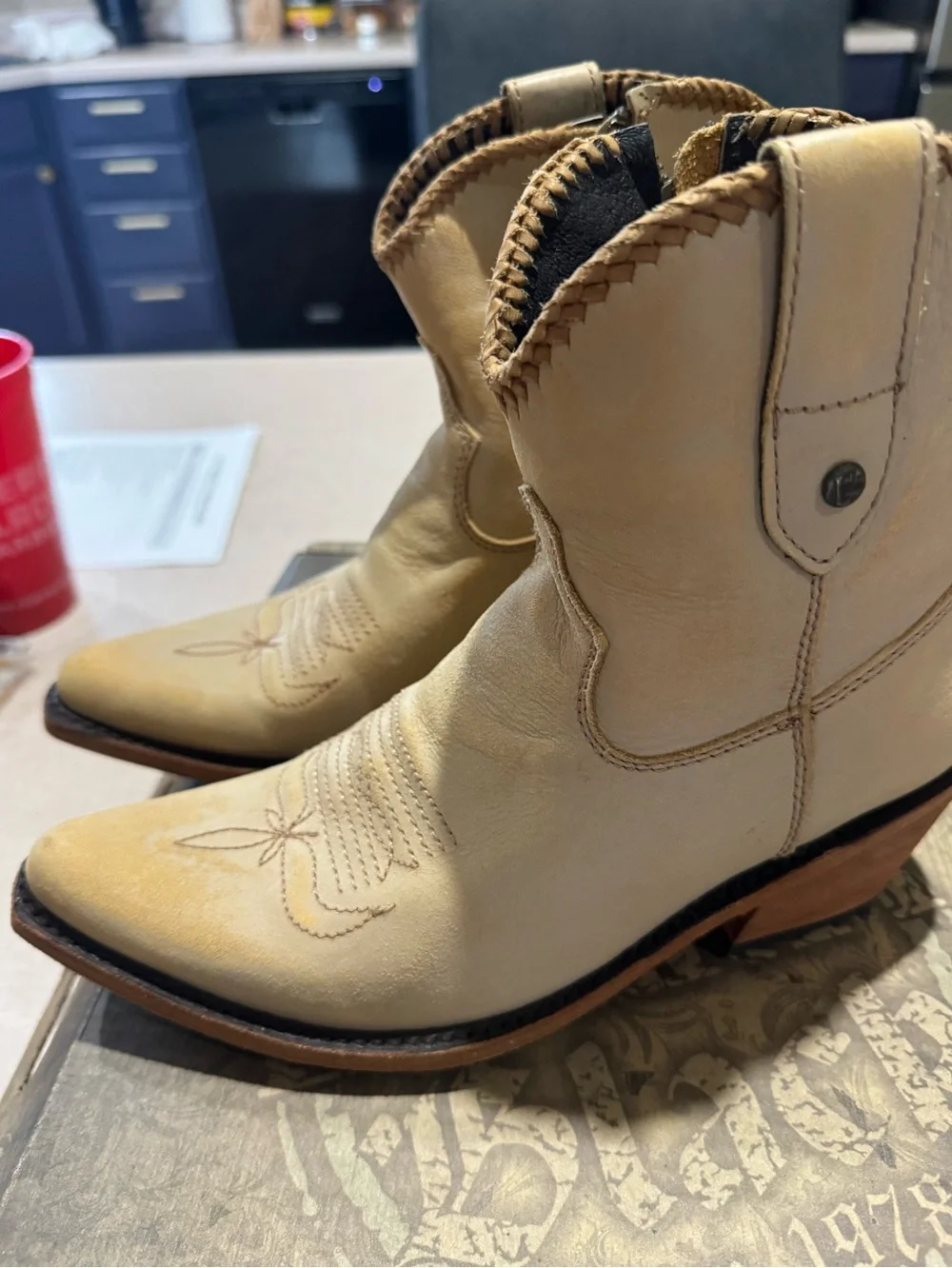 Liberty Black Tan Leather Western Ankle Booties